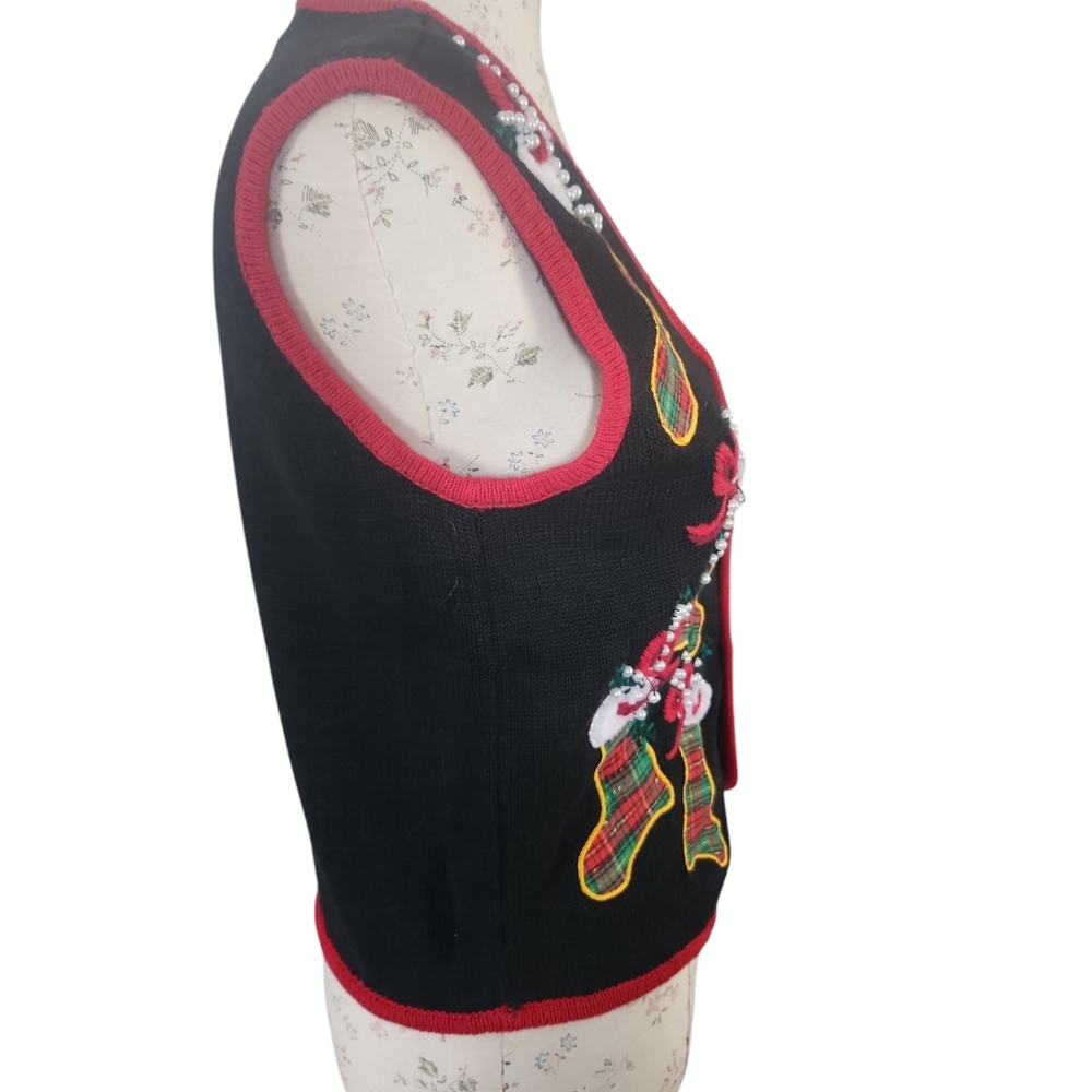 Vintage Laura Daniels Petites Christmas Knit Stockings Ugly Sweater - Picture 4 of 9